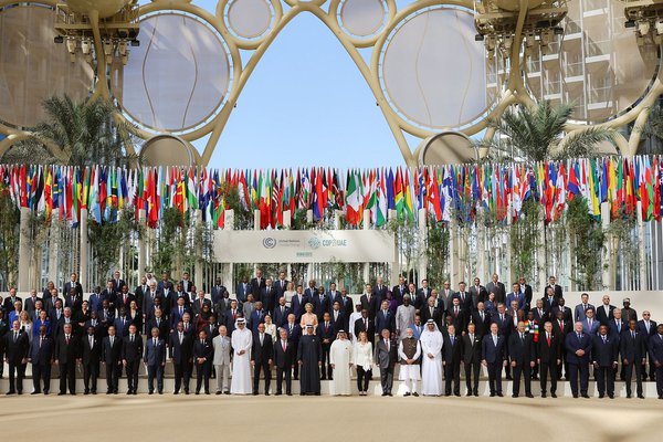 DECEMBER 1st World Heads of States pose for a group photo at Al Wasl during the UN Climate Change Conference COP28 at Expo City Dubai on December 1, 2023, in Dubai, United Arab Emirates.