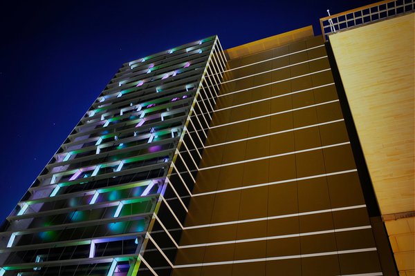 Exterior of building at night